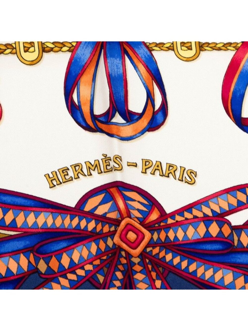 Hermes Carre 90 Les Rubans du Cheval Horse Ribbon Scarf Navy Multicolor Silk - Picture 3 of 8